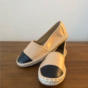 Warehouse Tan an Black Espadrille Flats